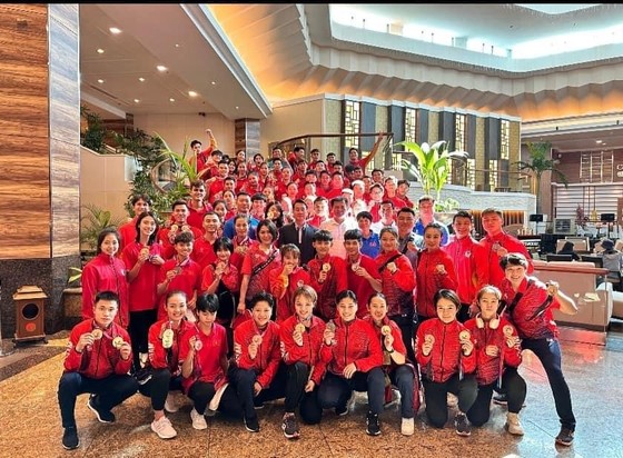 Đội karate Việt Nam đã xếp nhất tại giải vô địch Đông Nam Á 2023. Ảnh: VŨ SƠN