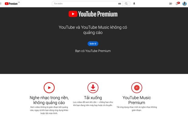 YouTube Premium có giá thuê bao tháng 79.000 đồng đối với người dùng cá nhân tại Việt Nam