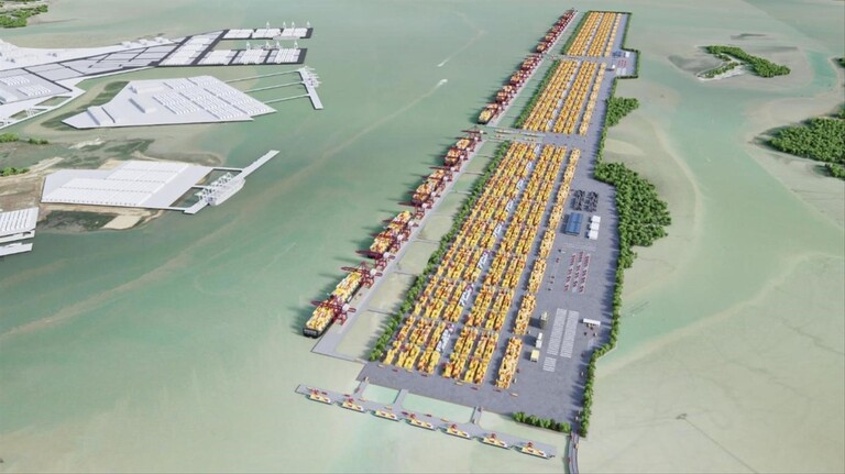 Phối cảnh cảng trung chuyển quốc tế Cần Giờ ở TPHCM.