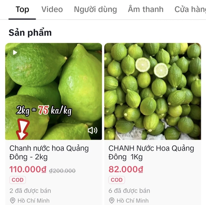 Chanh Quảng Đông là sản phẩm mới, có lượt bán còn ít trên một số gian hàng trên Tiktok Shop  