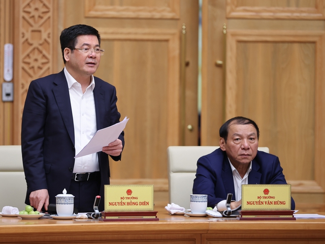 Bộ trưởng Bộ Công Thương Nguyễn Hồng Diên phát biểu tạị cuộc họp - Ảnh: VGP/Nhật Bắc