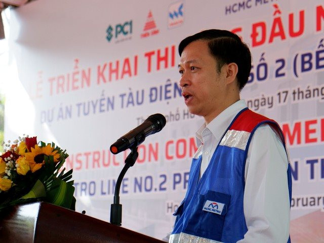 Ông Bùi Anh Huấn, Phó trưởng ban Quản lý Đường sắt đô thị TP.HCM phát biểu tại buổi lễ - Ảnh: VGP/Vũ Phong