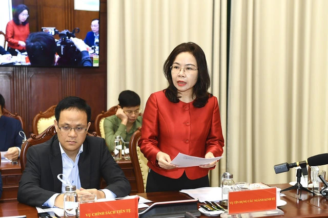 Bà Hà Thu Giang, Vụ trưởng Vụ Tín dụng các ngành kinh tế, phát biểu. Ảnh: Đức Khanh