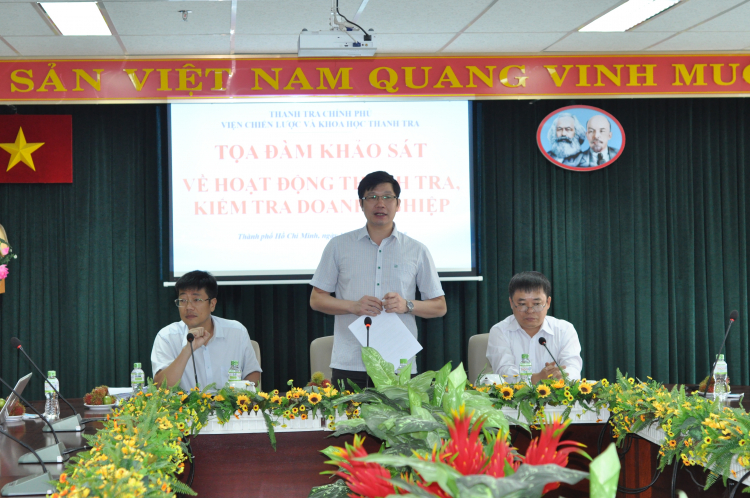 Tiến sỹ Nguyễn Tuấn Khanh, Phó Viện trưởng Viện Chiến lược & Khoa học Thanh tra phát biểu tại buổi tọa đàm