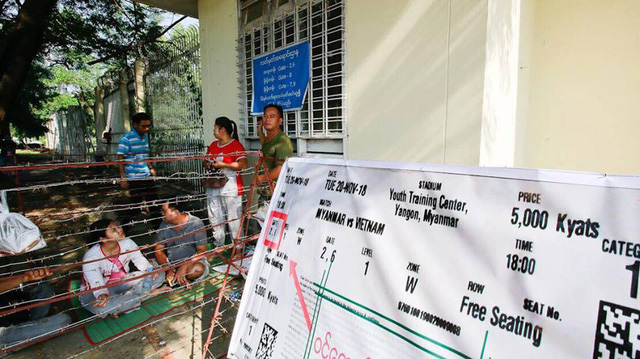 Giá vé trận Myanmar gặp Việt Nam dao động từ 3.000 đến 5.000 Kyats