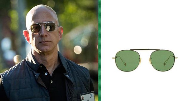 Một trong những sở thích thời trang của nhà sáng lập Amazon Jeff Bezos là kính hiệu Garrett Leight Van Buren có giá 365 USD - mức giá khá khiêm tốn so với những cặp kính xa xỉ có giá hàng chục nghìn USD của giới giàu và nổi tiếng. Jeff Bezos hiện là người giàu nhất thế giới với tài sản 95,1 tỷ USD, theo Forbes.
