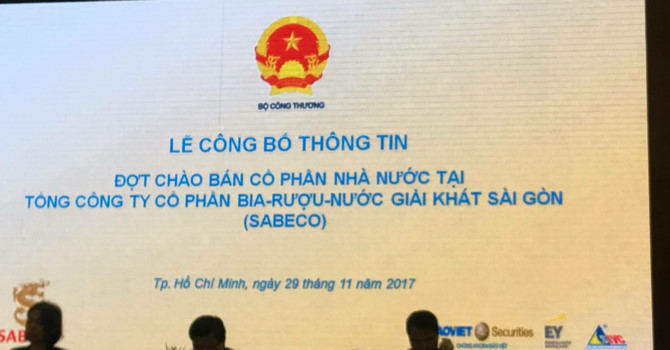 Đây là thông tin được Bộ Công thương công bố tại Lễ công bố thông tin đợt chào bán cổ phần Nhà nước tại Tổng CTCP Bia Rượu Nước Giải Khát Sài Gòn – Sabeco (mã SAB) đang diễn ra tại TP. Hồ Chí Minh. 