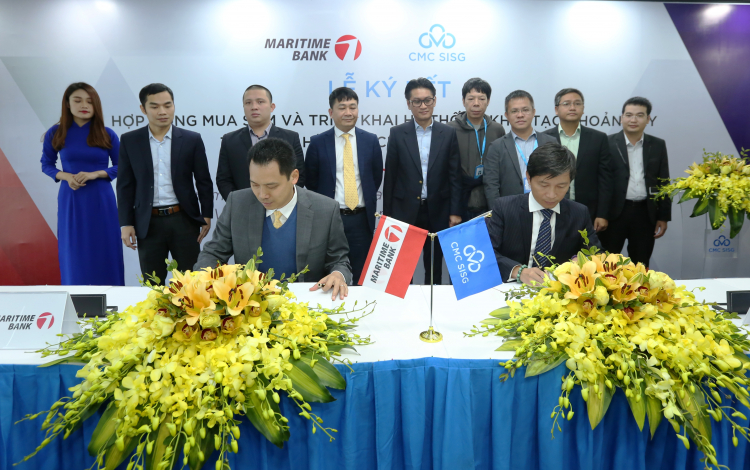 TGĐ Maritime Bank và TGĐ Cty CMC Sài Gòn đã chính thức Ký kết hợp đồng mua sắm và triển khai hệ thống khởi tạo và quản lý khoản vay tại Ngân hàng TMCP Hàng Hải Việt Nam.