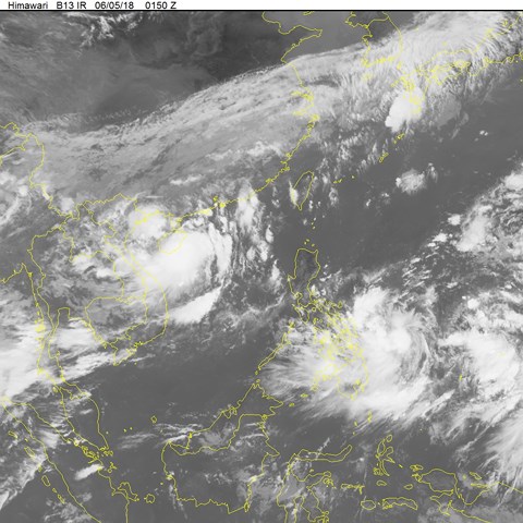 Sức gió mạnh nhất vùng gần tâm bão mạnh cấp 8, giật cấp 11. (Ảnh chụp từ vệ tinh)