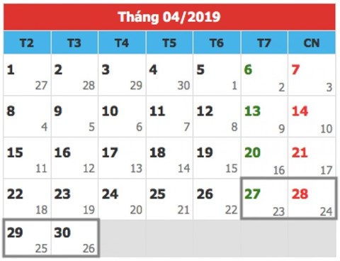 Dịp lễ 30/4- 1/5/2019 sẽ được nghỉ 5 ngày