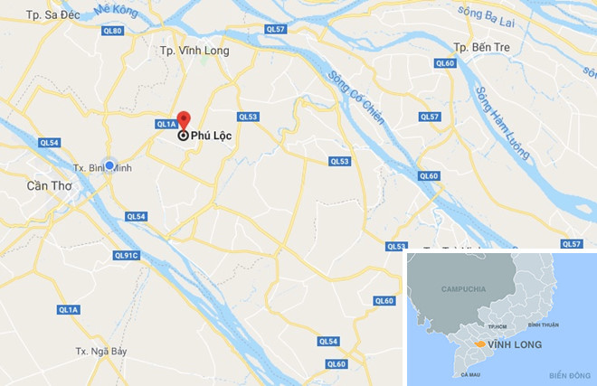 Xã Phú Lộc (chấm đỏ), nơi xảy ra vụ án. Ảnh: Google Maps. 