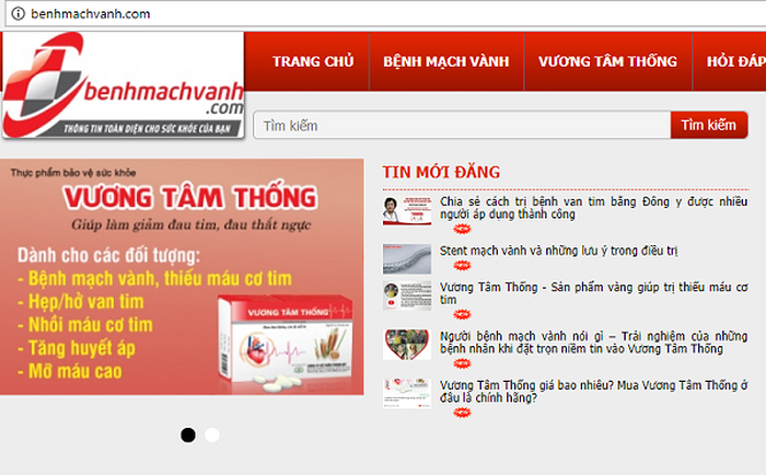 Quảng cáo Vương Tâm Thống trên website benhmachvanh.com