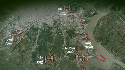 Vị trí các cống ngăn triều trong dự án của công ty Trung Nam.