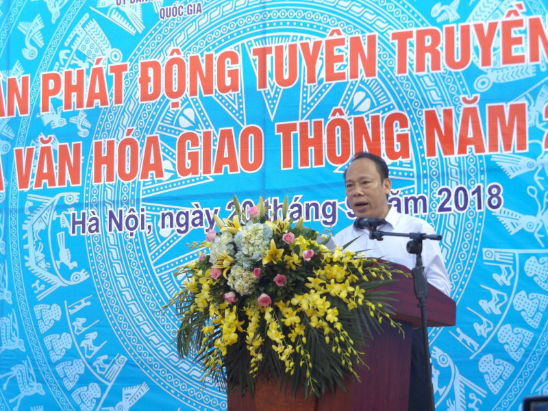 Ông Nguyễn Trọng Thái, Chánh Văn phòng Ủy ban ATGT Quốc gia phát biểu tại buổi lễ