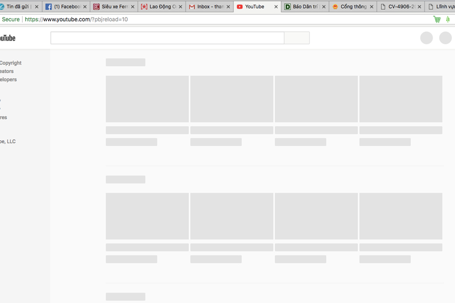 Youtube.com bất ngờ không thể truy cập vào sáng nay 17.10. Ảnh: PV  