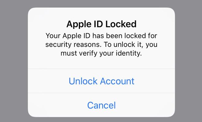     Nhiều người dùng bất ngờ nhận được thông báo khóa Apple ID.   