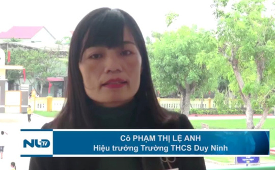 Bà Phạm Thị Lệ Anh, Hiệu trưởng Trường THCS Duy Ninh trong một lần trả lời phỏng vấn Báo Người Lao Động