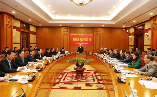 Tổng Bí thư, Chủ tịch nước Nguyễn Phú Trọng, Trưởng Ban Chỉ đạo Trung ương về Phòng chống tham nhũng chù trì phiên họp thứ 15 của Ban Chỉ đạo - Ảnh: TTXVN