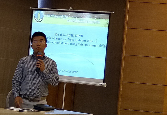 Ông Nguyễn Khánh Trình phát biểu tại toạ đàm về rà soát điều kiện đầu tư, kinh doanh trong lĩnh vực nông nghiệp