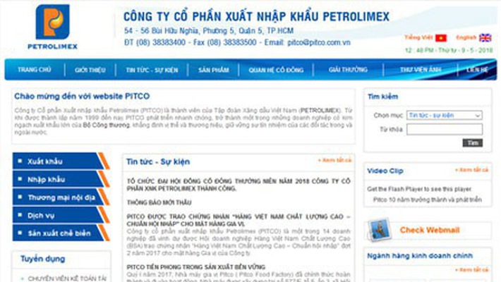 Trang web của Công ty Cổ phần Xuất nhập khẩu Petrolimex – Pitco) (mã PIT-HOSE).