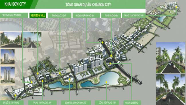 Phối cảnh dự án Khai Sơn City được xây dựng trên phần đất đối ứng của dự án đường giao thông theo hình thức BT.