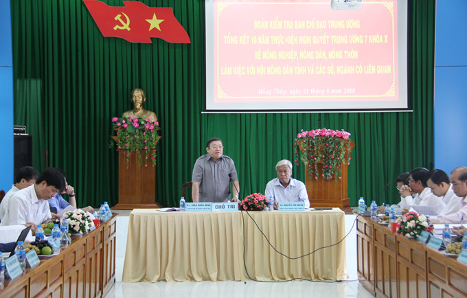 Chủ tịch Hội ND Việt Nam Thào Xuân Sùng phát hiểu tại buổi làm việc    