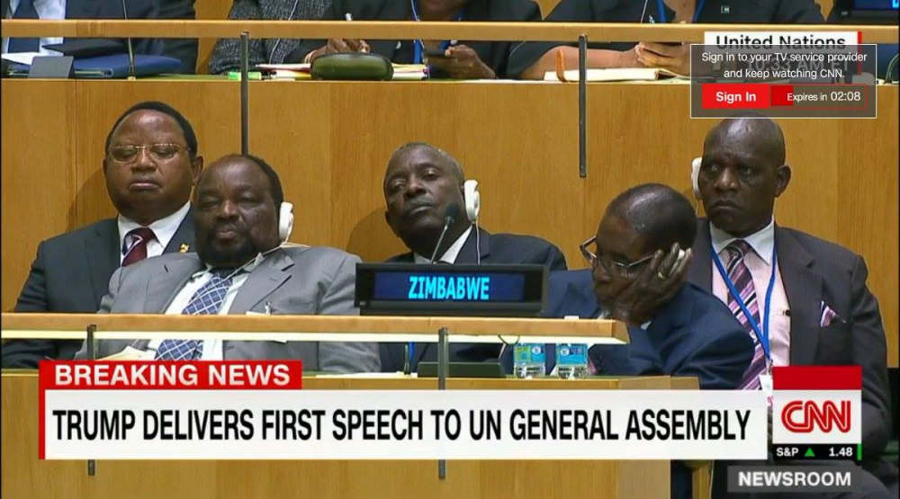Thành viên đoàn Zimbabwe ngủ trong phiên họp Liên Hợp Quốc. 