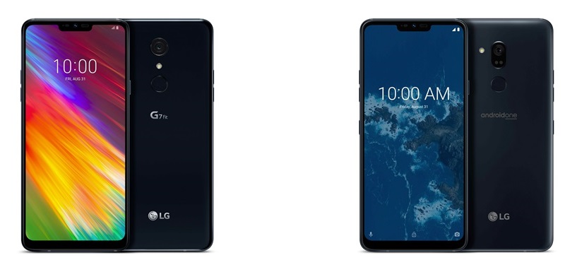 LG G7 One và G7 Fit (máy bên trái có đèn LED flash xếp dọc với camera)