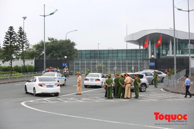  Từ 8h, các lực lượng tại sân bay Nội Bài đã tổ chức phương án đảm bảo an ninh đón Đoàn TTVN.