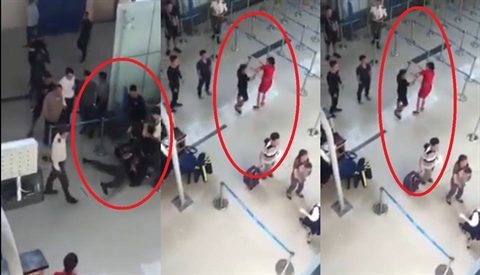 Hình ảnh nữ nhân viên hàng không bị hành hung tại sân bay Thọ Xuân (Thanh Hóa). Ảnh cắt từ clip    