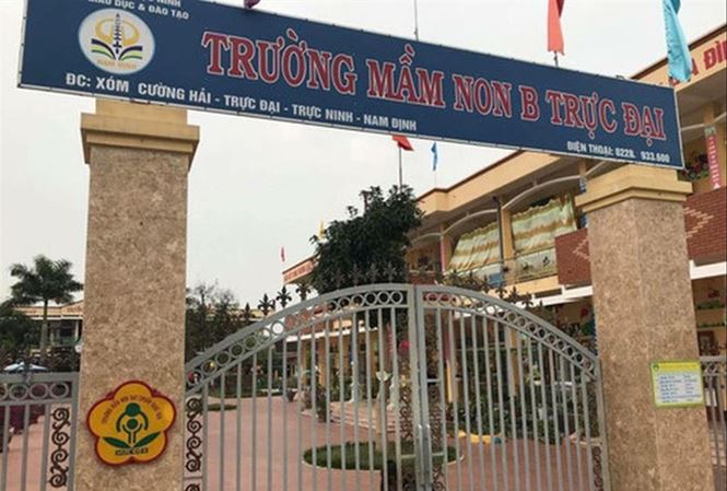 Trường Mầm non B Trực Ðại, huyện Trực Ninh, tỉnh Nam Ðịnh, nơi xảy ra sự việc đáng tiếc  
