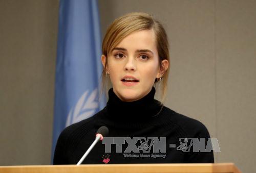 Nữ diễn viên Emma Watson trong cuộc họp báo tại trụ sở LHQ ở New York (Mỹ) ngày 20/9/2017. Ảnh: EPA/TTXVN  