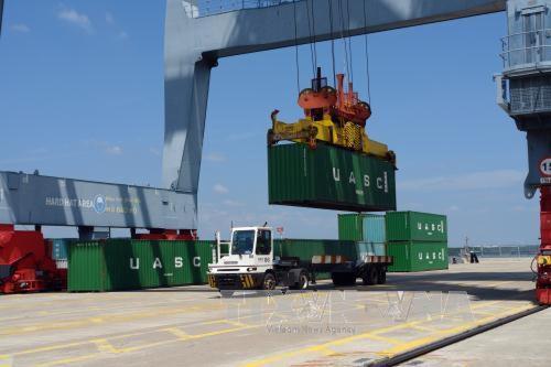 Hoạt động xuất, nhập khẩu tại Cảng Cái Mép-Thị Vải. Ảnh: Đoàn Mạnh Dương/TTXVN    