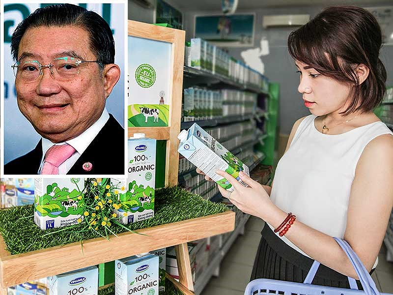 Vinamilk đang nắm giữ thị phần sữa lớn nhất tại Việt Nam. Ảnh nhỏ:  Tỉ phú người Thái Lan gốc Hoa Charoen Sirivadhanabhakdi. Ảnh: TL    