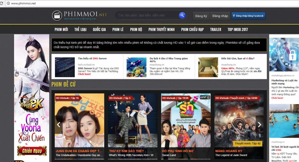 Phimmoi.net là trang phim lậu có số lượt truy cập lớn nhất Việt Nam, cao hơn hẳn những trang phim hợp pháp khác. Thậm chí các nhãn hàng còn quảng cáo trên trang phim lậu này.