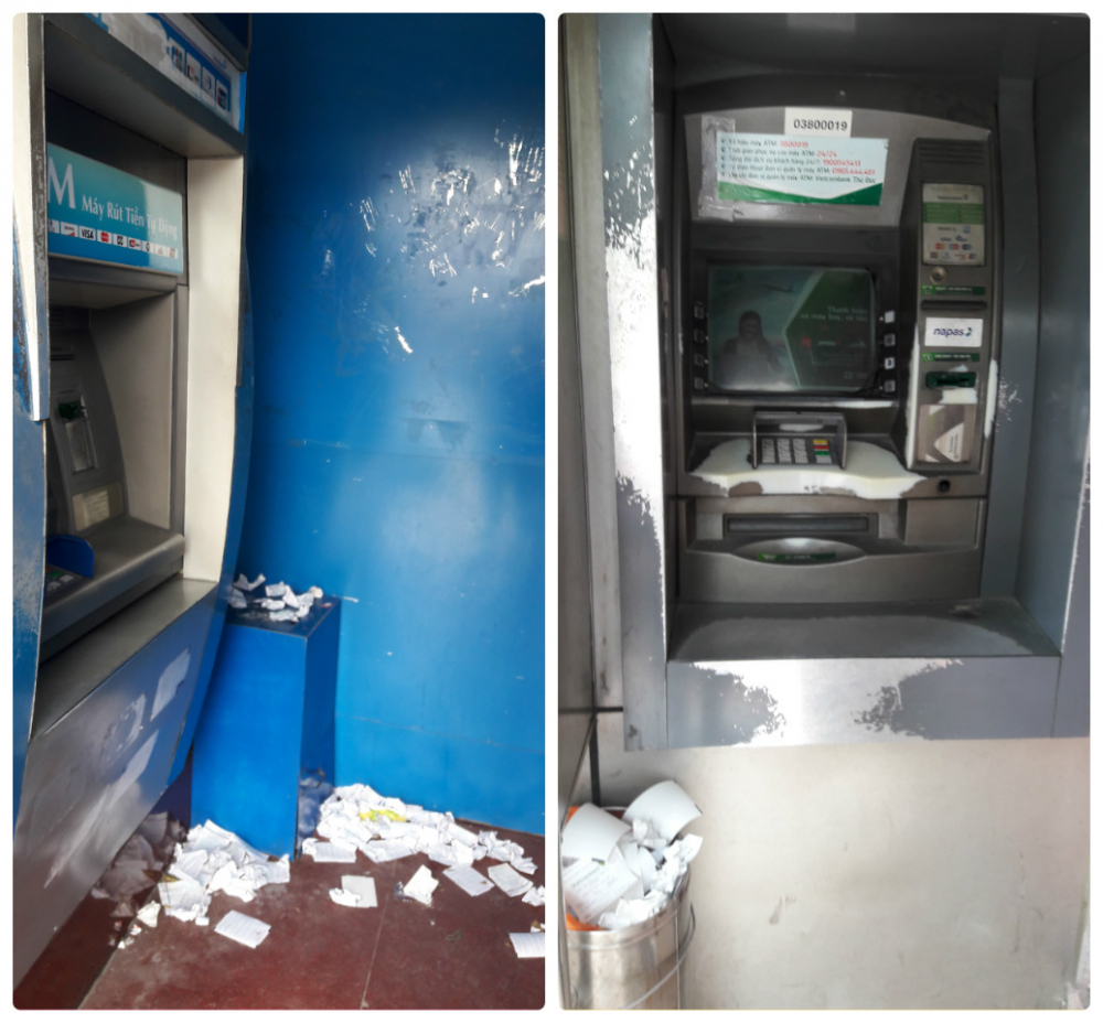 Tình trạng máy ATM cũ, xảy ra sự cố vẫn thường xuyên dẫn ra. Ảnh: Hoàng Uyên 