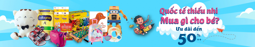Trang online của Tiki cũng bắt đầu chương trình khuyến mãi “ Quốc tế thiếu nhi - Mua gì cho bé” ưu đãi đến 50% các mặt hàng đồ chơi kèm theo là dịch vụ gói quà và giao hàng trong 24 giờ.