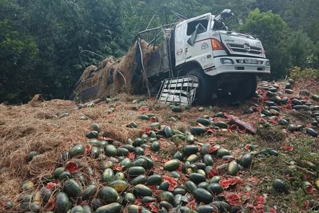 Chiếc xe chở dưa lao xuống vực tại đèo Tà Cơn, huyện Tuần Giáo, Điện Biên khiến tài xế nguy kịch