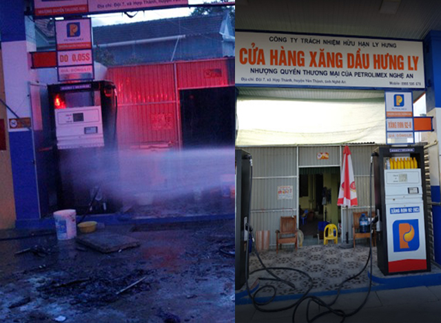 Cây xăng Hưng Ly trước và sau vụ hỏa hoạn