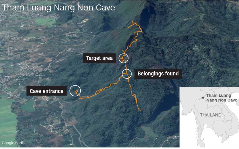 Vị trí của hang Tham Luang ở tỉnh Chiang Rai, phía bắc Thái Lan
