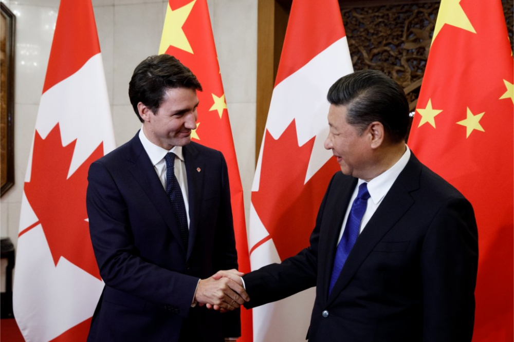Thủ tướng Canada Justin Trudeau và Chủ tịch Trung Quốc Tập Cận Bình. (Ảnh: Canadian government)