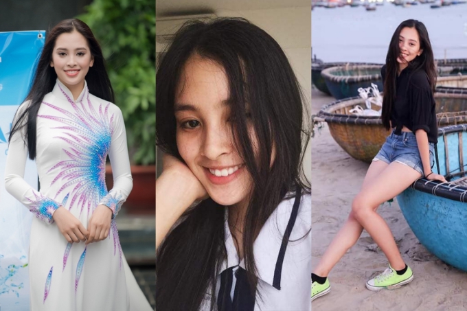 Trần Tiểu Vy có gương mặt thanh tú, nụ cười ngọt ngào. Cô sinh năm 2000 và vừa tốt nghiệp trung học.