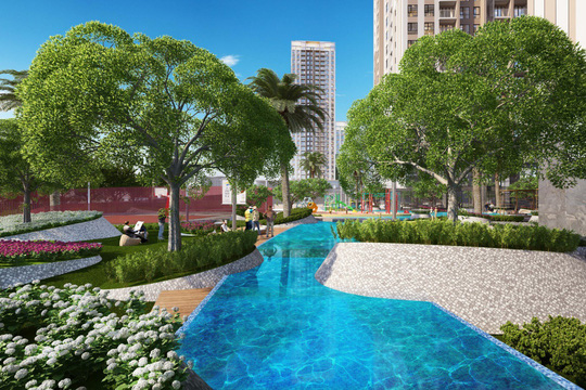 Gem Riverside được thiết kế theo phong cách resort với gần 70% diện tích dành cho thiết kế cảnh quan, công viên cây xanh và các tiện ích nội khu