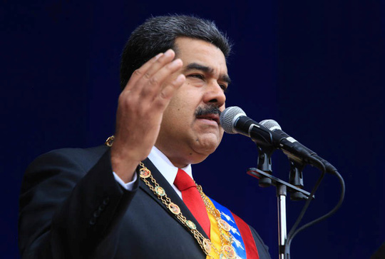 Tổng thống Venezuela Nicolas Maduro phát biểu trên sóng truyền hình nhân kỷ niệm 81 năm ngày Vệ binh Quốc gia. Ảnh: Reuters 
