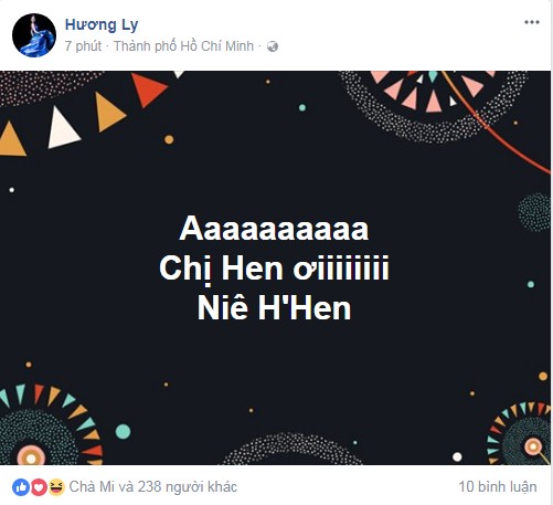 Hương Ly gửi lời chúc mừng H'Hen Niê.