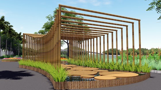 Phối cảnh 3D vườn mưa tại khu vực Đường Xuân