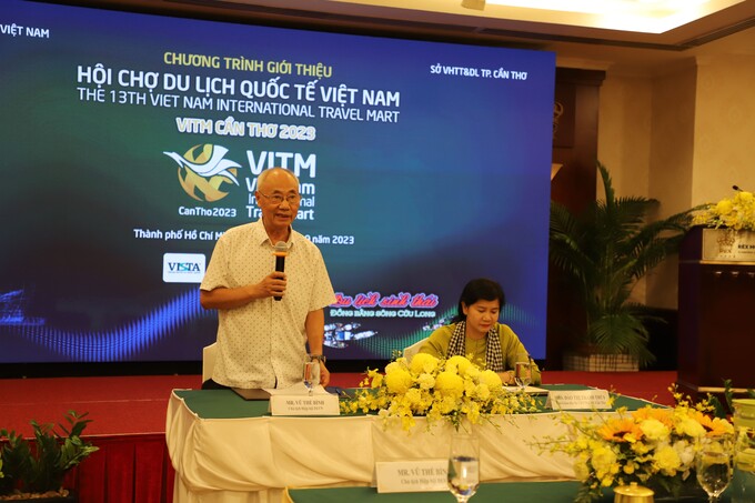 Ông Vũ Thế Bình - Chủ tịch Hiệp hội Du lịch Việt Nam chia sẻ tại chương trình giới thiệu.