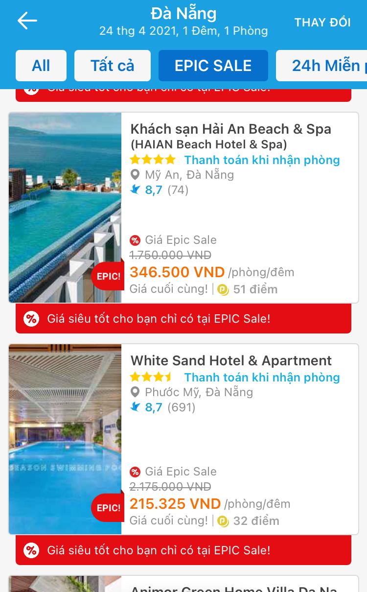 Giá siêu tốt chỉ có tại EPIC, loạt khách sạn 3-5 sao giá chưa tới 500.000 đồng
