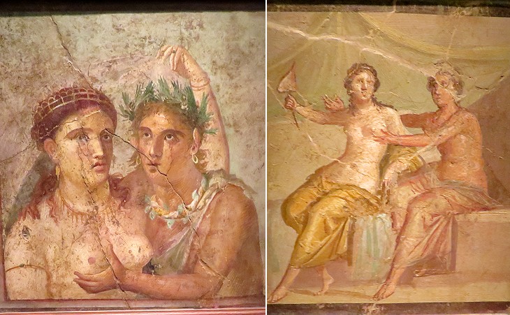 Trong kho tàng Fresco (bích họa) Pompeii có nhiều bức mô tả những cảnh tượng đầy xúc cảm đắm say và mê hoặc, theo thần thoại Hy Lạp. (Ảnh: romeartlover.it)
