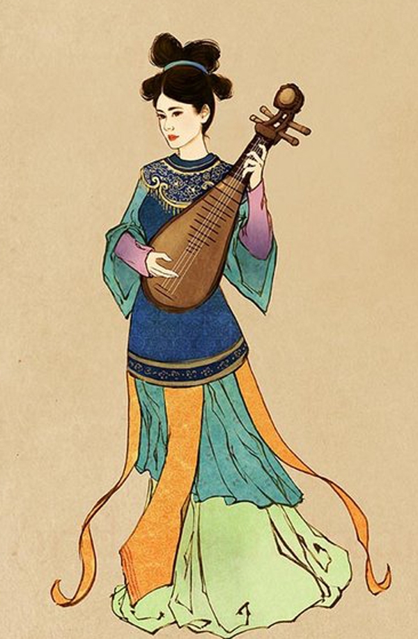 Thời nhà Lê - thiết kế trang phục phụ nữ thăng hoa với những chi tiết cầu kỳ với nhiều lớp áo choàng, màu sắc bắt mắt. 